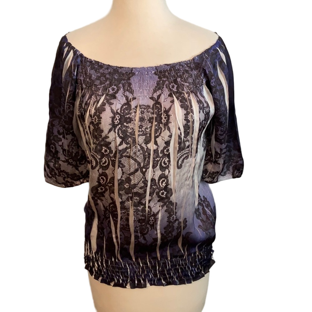 Maurices Top M Purple Black White Sublimation
